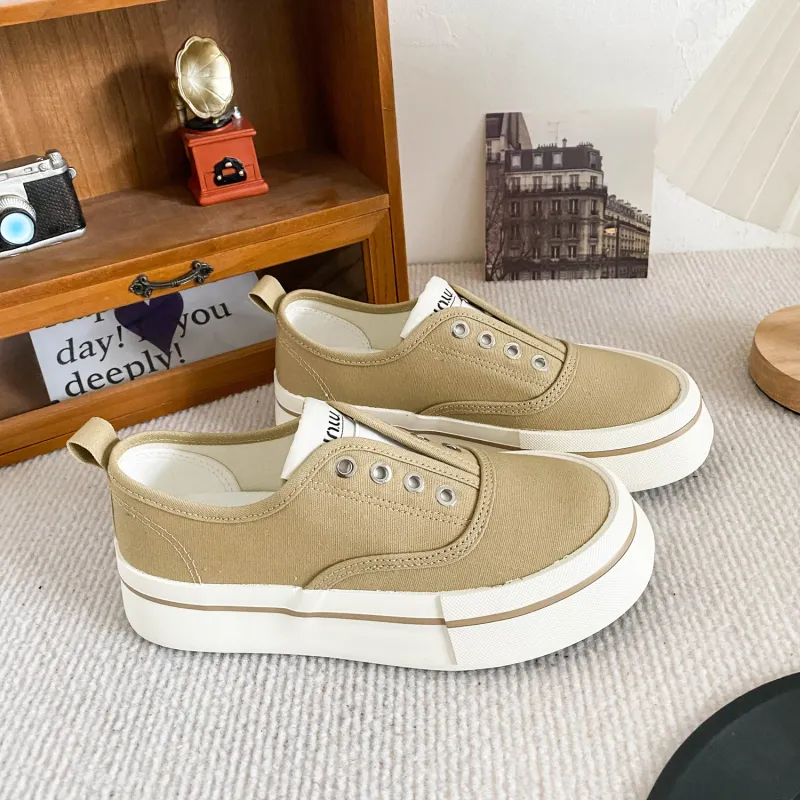 JimiXiong Canvas Shoes Women's Low Top Black/Ecru/Blue/Pink/Burberry Khaki-10