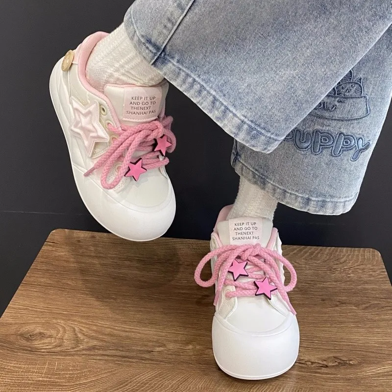 BINGO DUCK Coverage, Breathable, Height Increasing Low Top Skateboard Shoes Women's Light Pink-5