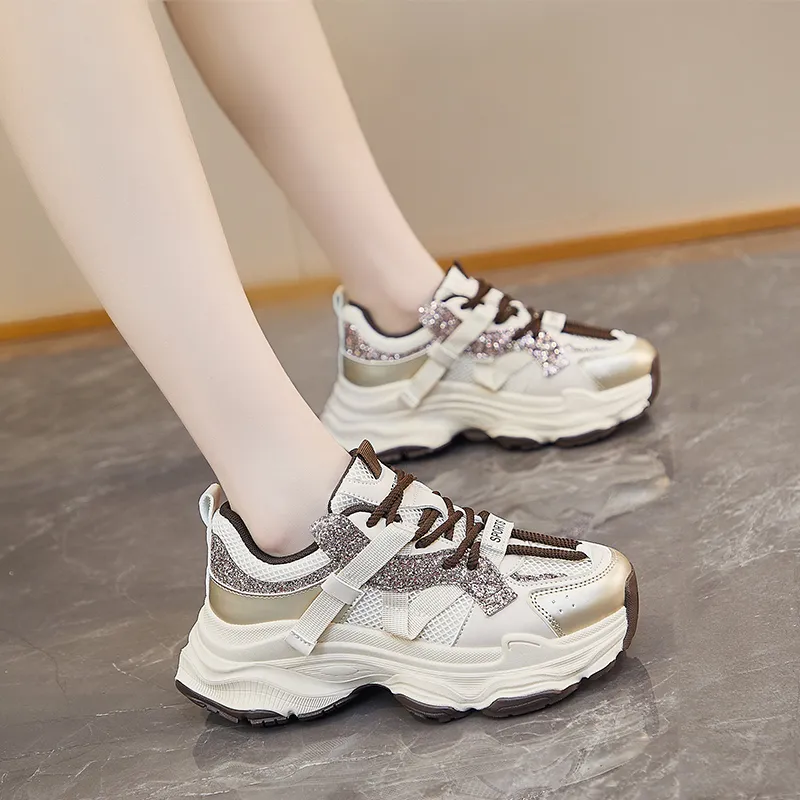 BINGO DUCK Shock Absorbers With Slip Resistant Features Low Top Chunky Sneakers Women's-4