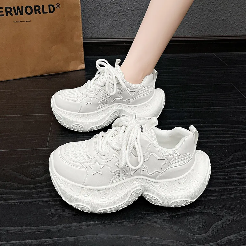 BINGO DUCK Cushioning Slip Resistant Height Increasing Low Top Chunky Sneakers Women's-24