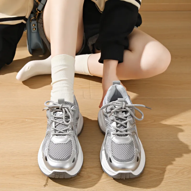 BINGO DUCK Cushioning Slip Resistant Height Increasing Lightweight Breathable Low Top Chunky Sneakers Women's-16