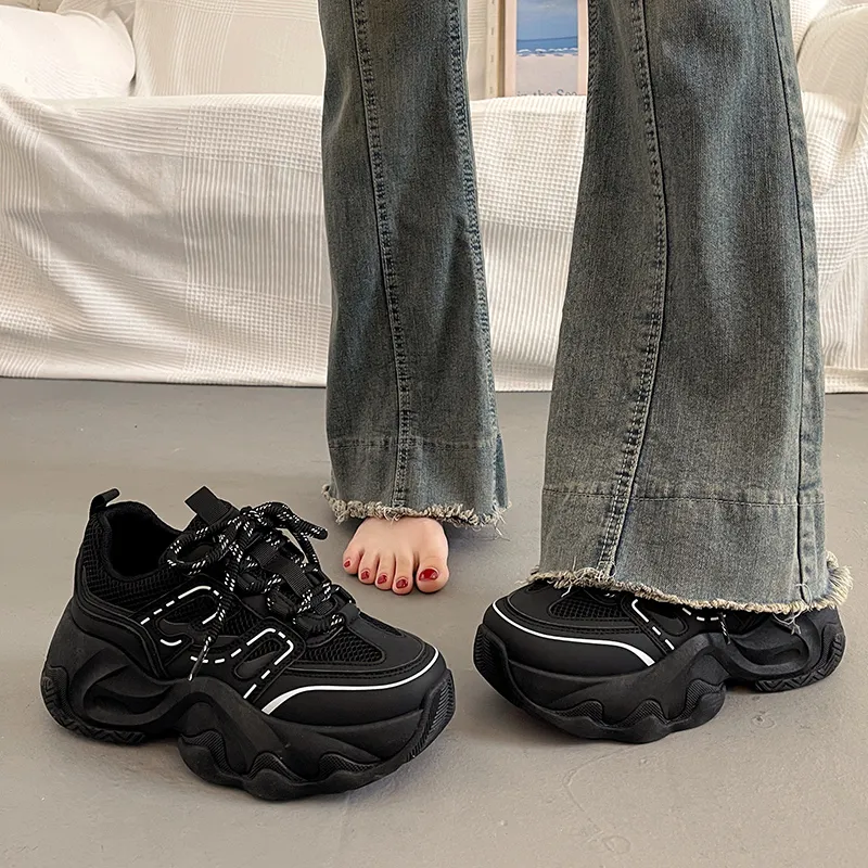 BINGO DUCK Coverage Height Increase Low Top Chunky Sneakers Women's-3