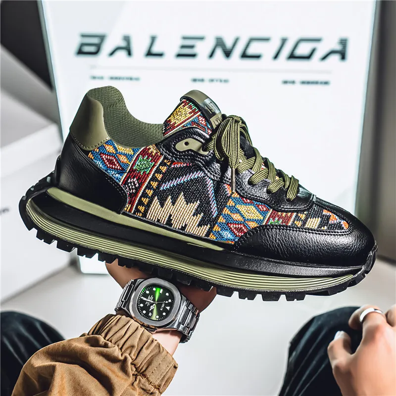 BINGO DUCK Slip Resistant Low Top Chunky Sneakers Men's-7