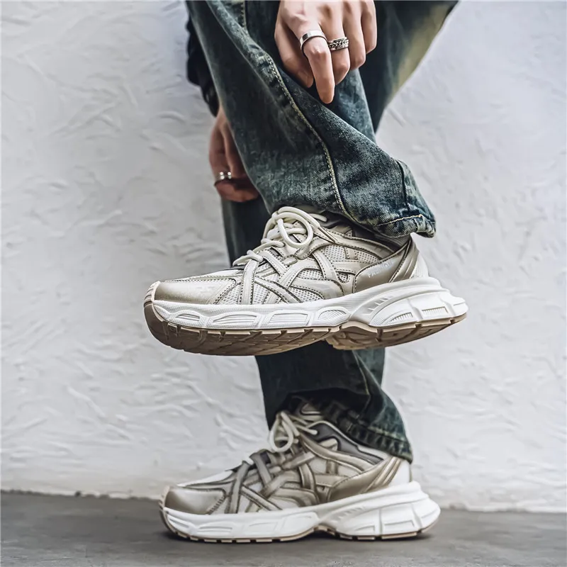 BINGO DUCK Coverage Height Increase Low Top Chunky Sneakers Men's-5