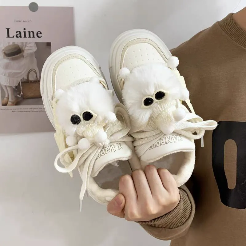 BINGO DUCK Skateboard Shoes Women's Beige-4