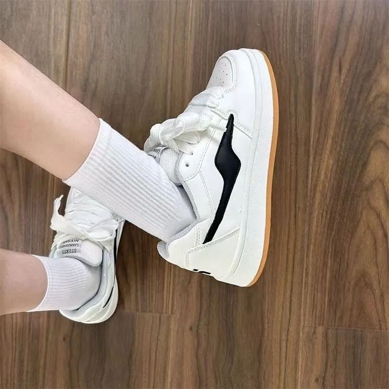 JimiXiong Low Top Skateboard Shoes Women's White Black-1