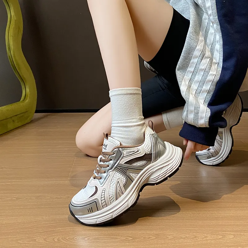 BINGO DUCK Coverage Height Increase Mid Top Chunky Sneakers Women's-3