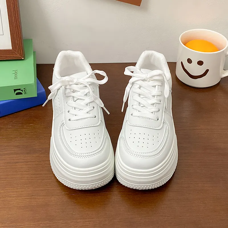 JimiXiong Height Increasing Low Top Skateboard Shoes Women's White-2