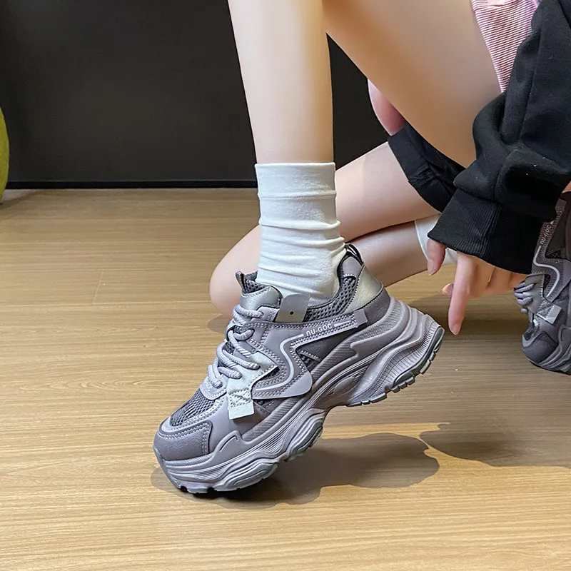 BINGO DUCK Coverage, Breathable, Height Increasing Mid Top Chunky Sneakers Women's-4