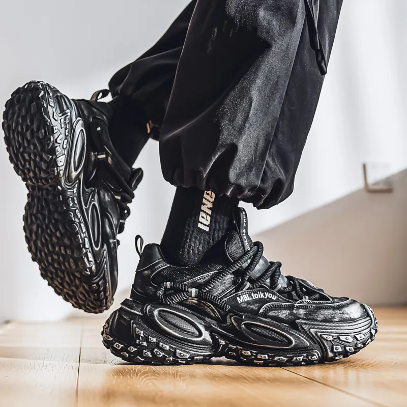 BINGO DUCK Slip Resistant And Breathable Low Top Chunky Sneakers Men's-4