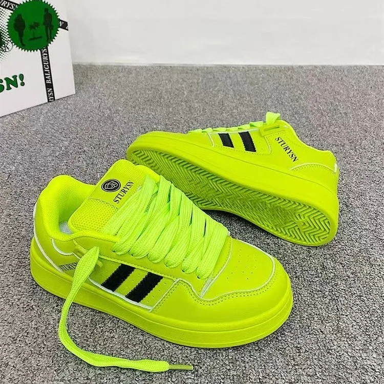 JimiXiong Low Top Skateboard Shoes Women's Neon Green-3