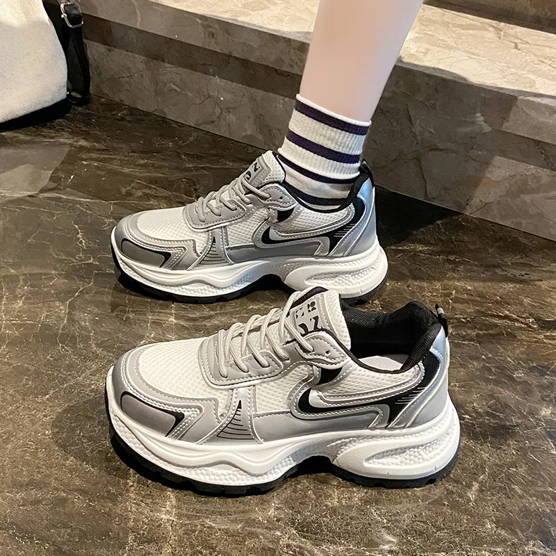BINGO DUCK Cushioning, Slip Resistant, Breathable, Height Increasing Low Top Chunky Sneakers Women's-3