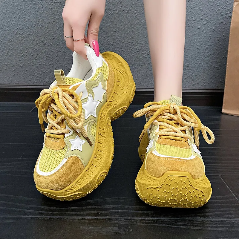 BINGO DUCK Cushioning Slip Resistant Height Increasing Low Top Chunky Sneakers Women's-18