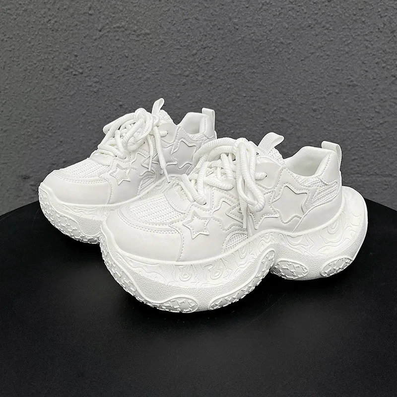BINGO DUCK Cushioning Slip Resistant Height Increasing Low Top Chunky Sneakers Women's-22