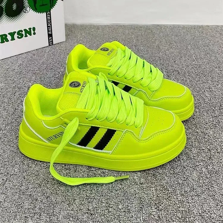 JimiXiong Low Top Skateboard Shoes Women's Neon Green-1