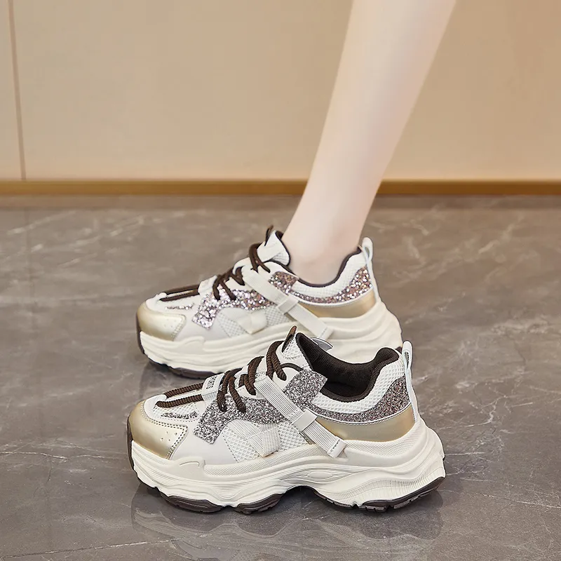 BINGO DUCK Shock Absorbers With Slip Resistant Features Low Top Chunky Sneakers Women's-3