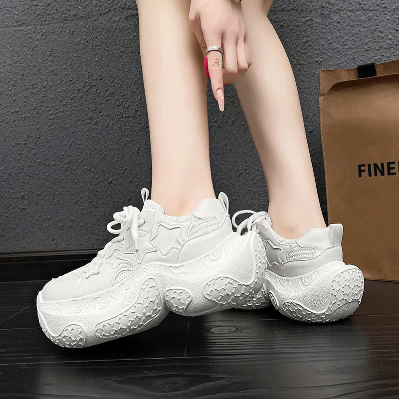 BINGO DUCK Cushioning Slip Resistant Height Increasing Low Top Chunky Sneakers Women's-27
