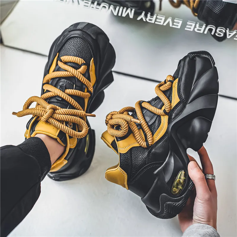 BINGO DUCK Slip Resistant Height Increasing Mid Top Chunky Sneakers Men's-9