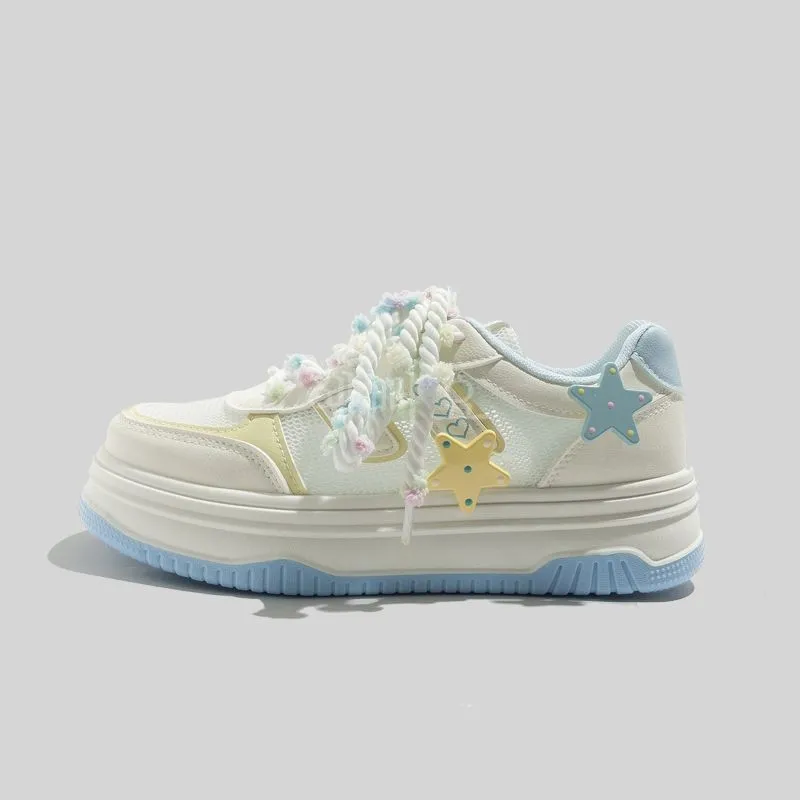 BINGO DUCK Slip Resistant Low Top Skateboard Shoes Women's Sky Blue-2