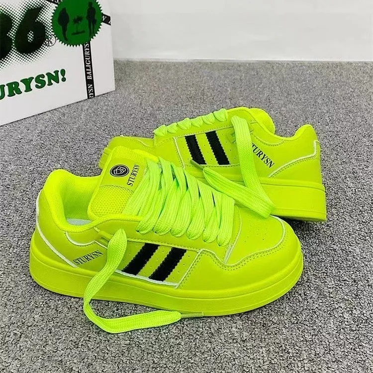 JimiXiong Low Top Skateboard Shoes Women's Neon Green-2