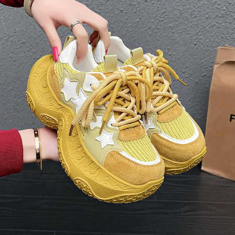 BINGO DUCK Cushioning Slip Resistant Height Increasing Low Top Chunky Sneakers Women's-17