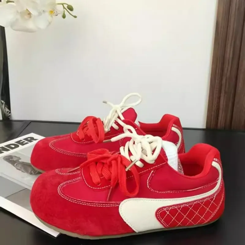 BINGO DUCK Skateboard Shoes Women's Red-4