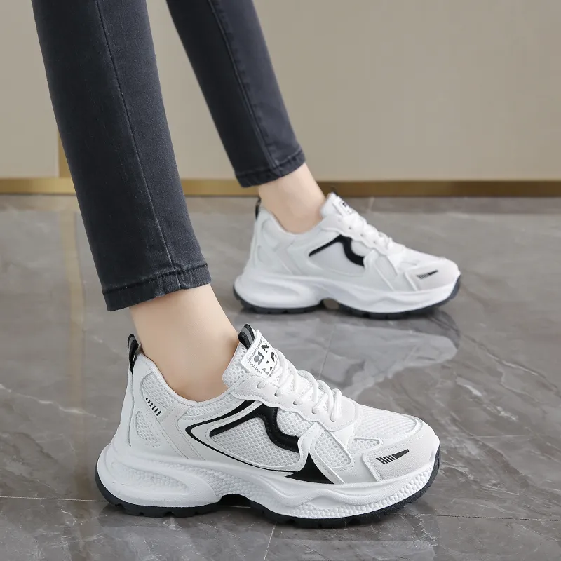 BINGO DUCK Slip Resistant And Breathable Low Top Chunky Sneakers Women's-25