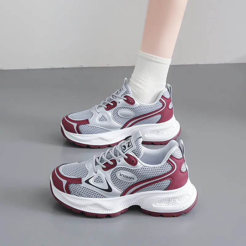 BINGO DUCK Slip Resistant, Height Increasing, And Breathable Low Top Chunky Sneakers Women's-15