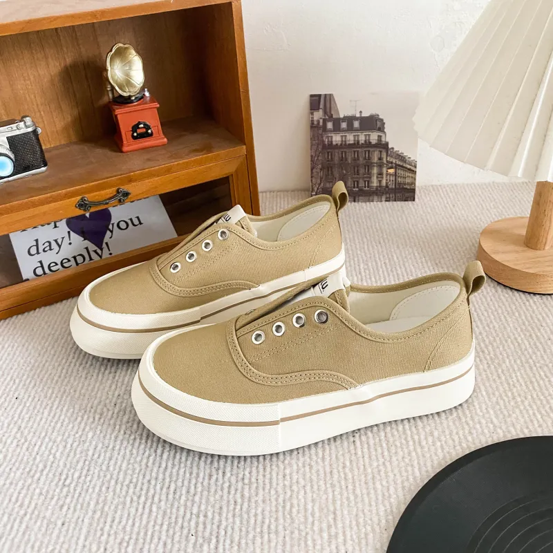 JimiXiong Canvas Shoes Women's Low Top Black/Ecru/Blue/Pink/Burberry Khaki-11