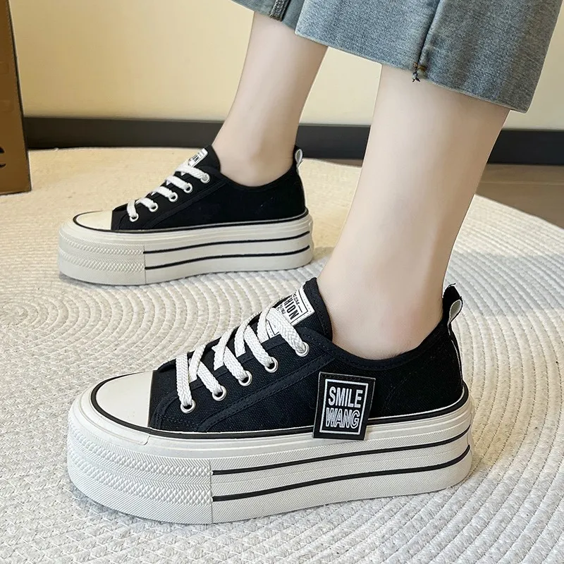 BINGO DUCK Slip Resistant Height Increasing Low Top Canvas Shoes Women's-2
