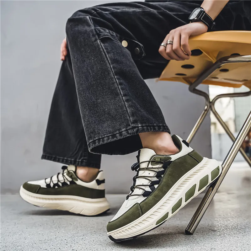 BINGO DUCK Cushioning, Breathable, Height Increasing Low Top Chunky Sneakers Men's-1