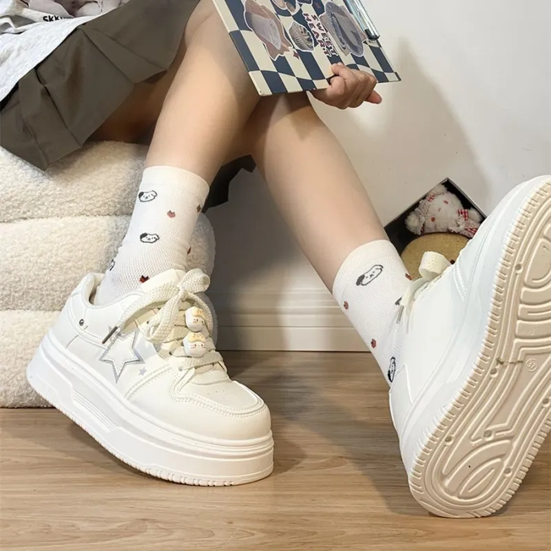 PARK DANCE Low Top Skateboard Shoes Women's Ecru-2