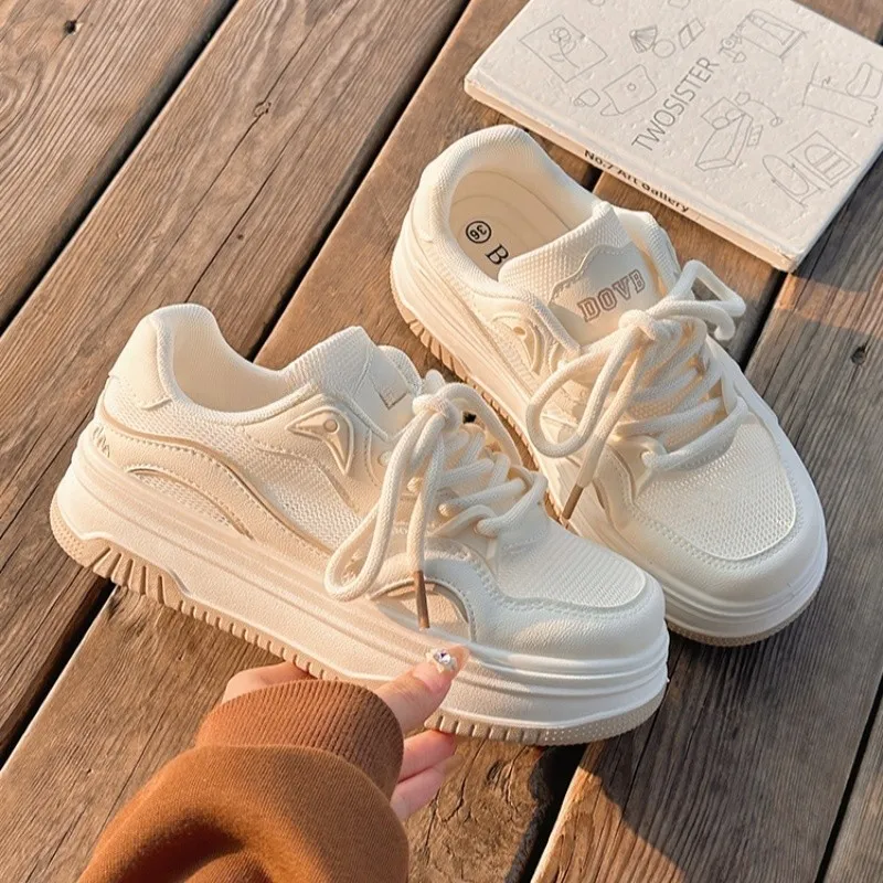 BINGO DUCK Slip Resistant Cushioning Abrasion Resistant Breathable Low Top Skateboard Shoes Women's Ecru-7