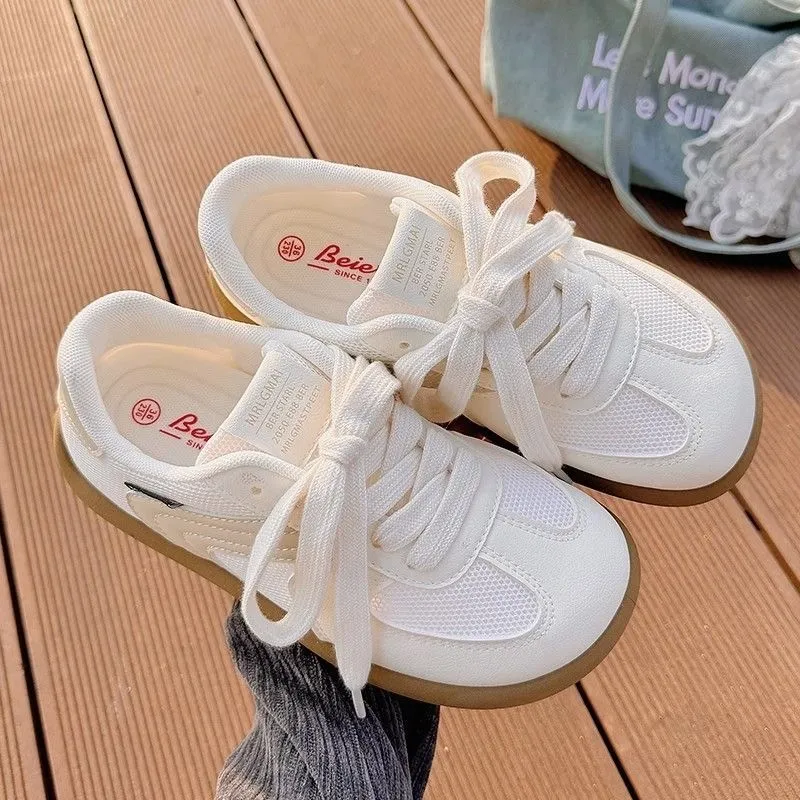 BINGO DUCK Slip Resistant And Breathable Low Top Skateboard Shoes Women's Ecru-8