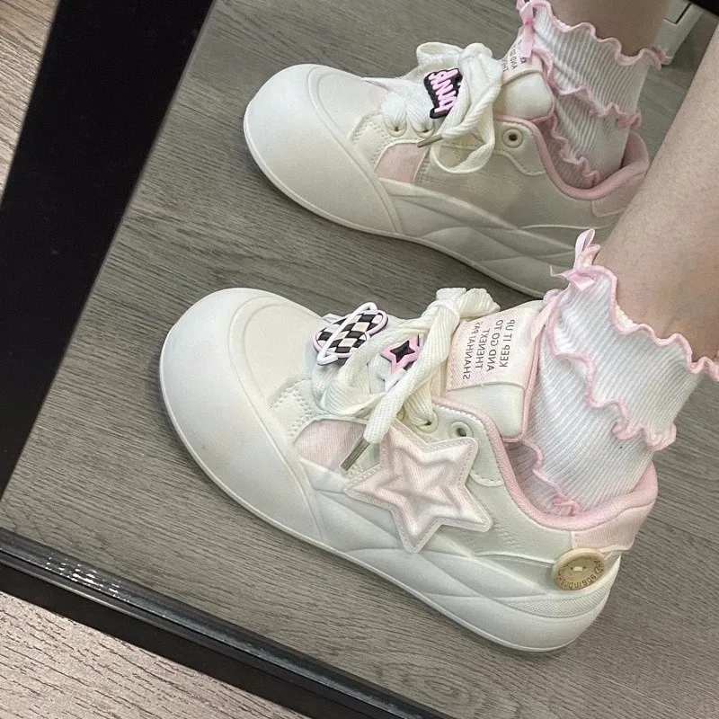 BINGO DUCK Low Top Skateboard Shoes Women's Light Pink-2