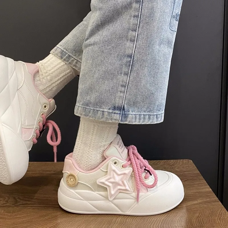 BINGO DUCK Coverage, Breathable, Height Increasing Low Top Skateboard Shoes Women's Light Pink-4