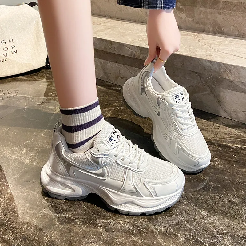BINGO DUCK Cushioning, Slip Resistant, Breathable, Height Increasing Low Top Chunky Sneakers Women's-11