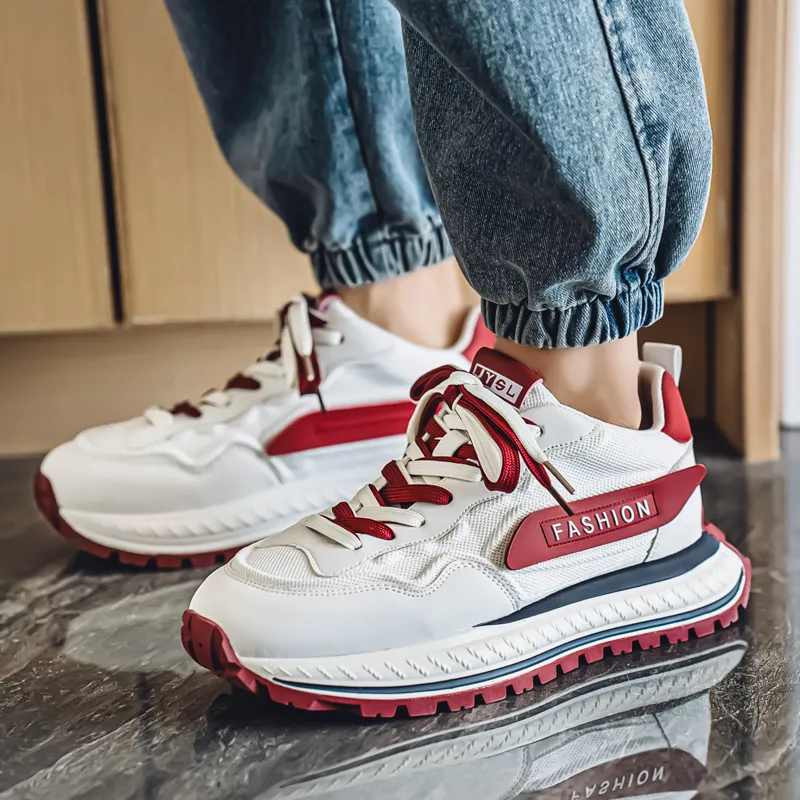 BINGO DUCK Slip Resistant, Breathable, Height Increasing Low Top Chunky Sneakers Men's-12