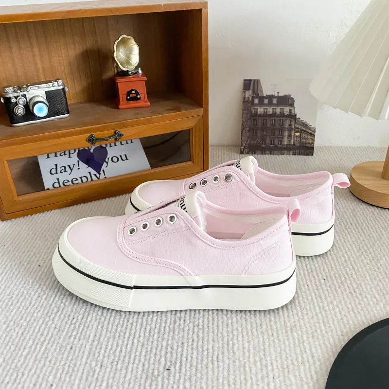 JimiXiong Canvas Shoes Women's Low Top Black/Ecru/Blue/Pink/Burberry Khaki-8