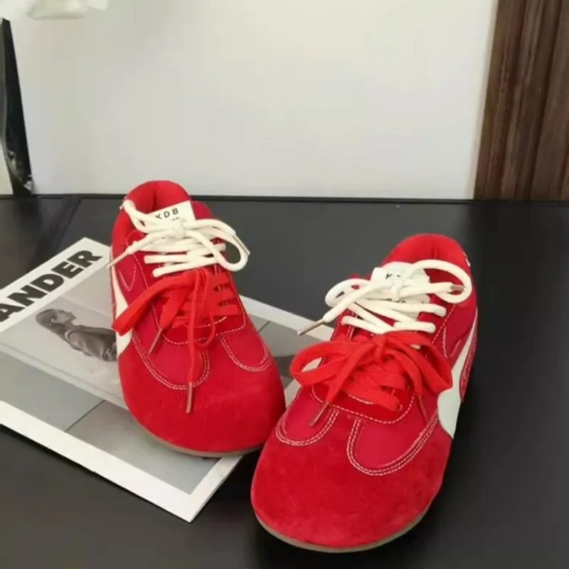 BINGO DUCK Skateboard Shoes Women's Red-2