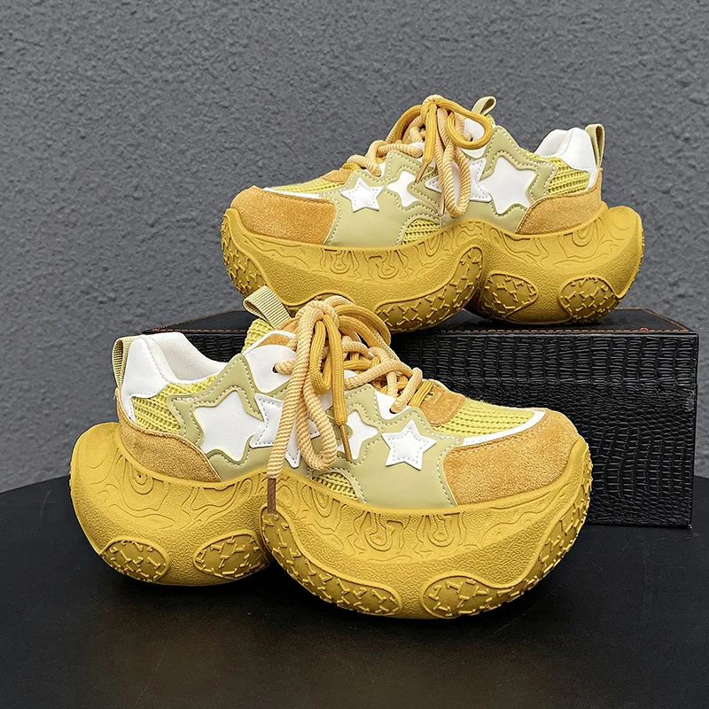 BINGO DUCK Cushioning Slip Resistant Height Increasing Low Top Chunky Sneakers Women's-16