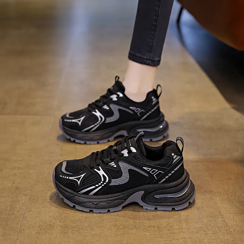 BINGO DUCK Shock Absorbers Slip Resistant Breathable Low Top Chunky Sneakers Women's-13