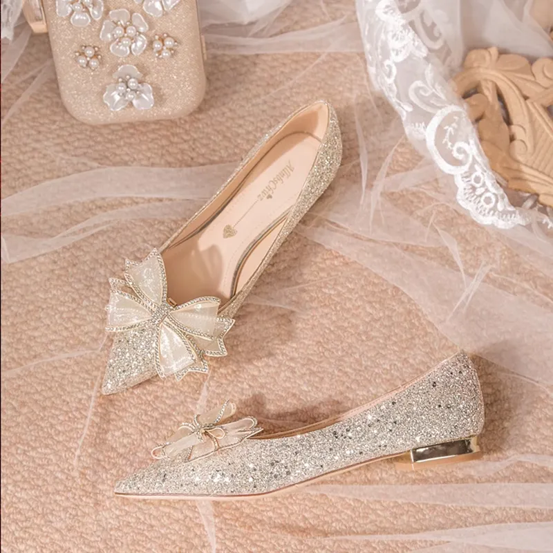 BINGO DUCK Chunky Heel High Heels 2cm Women's Champagne-3