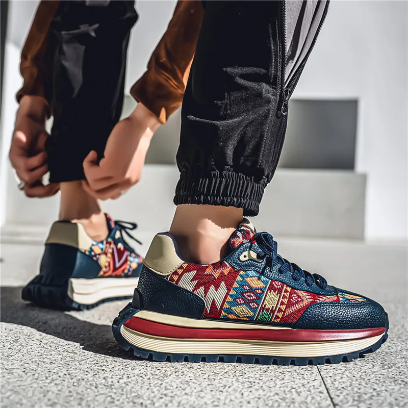 BINGO DUCK Slip Resistant Low Top Chunky Sneakers Men's-3