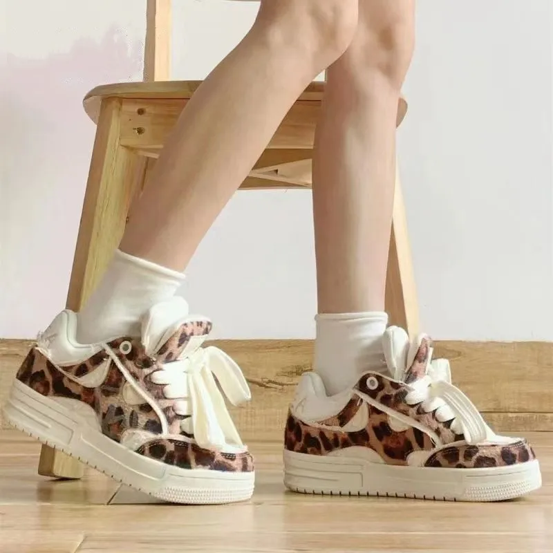 BINGO DUCK Skateboard Shoes Women's Leopard Print-3