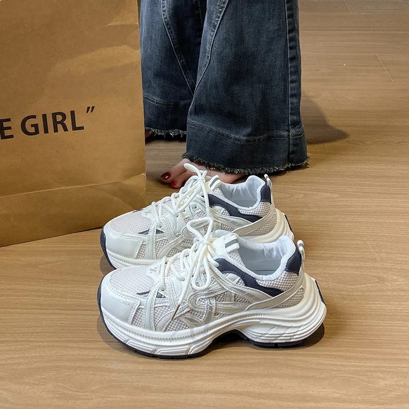 BINGO DUCK Coverage, Breathable, Height Increasing Low Top Chunky Sneakers Women's-10