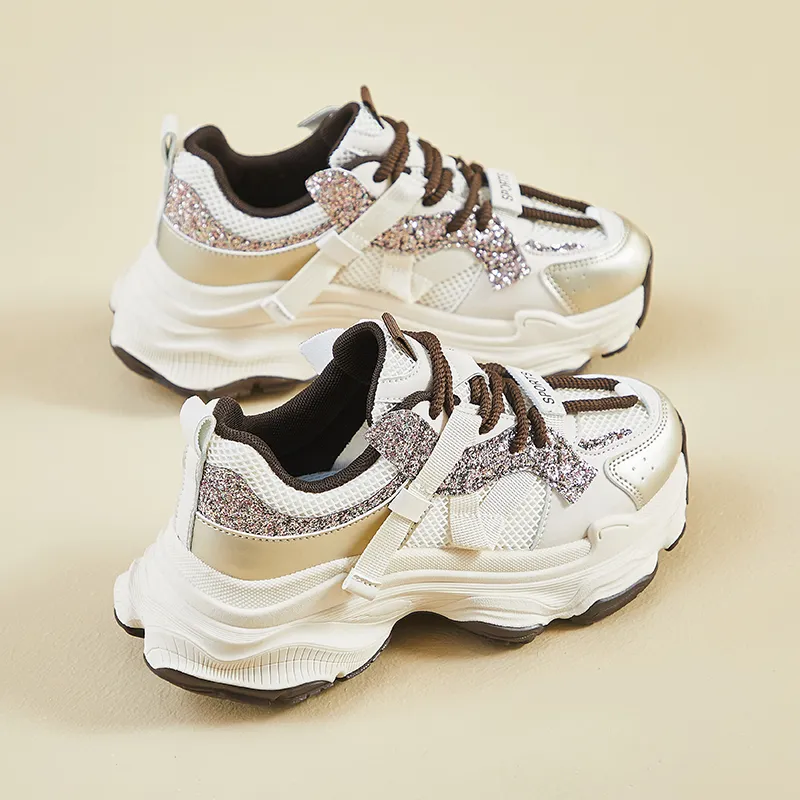 BINGO DUCK Shock Absorbers With Slip Resistant Features Low Top Chunky Sneakers Women's-15
