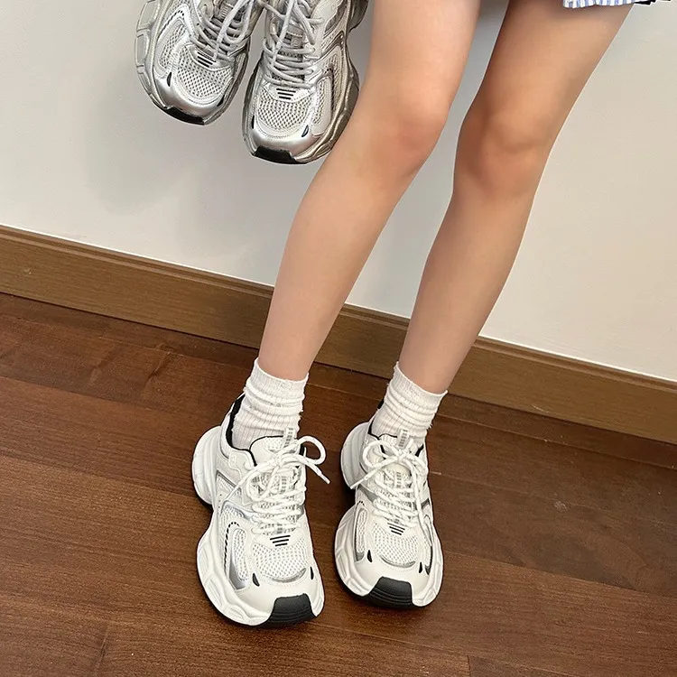 PARK DANCE Low Top Chunky Sneakers Women's White-3