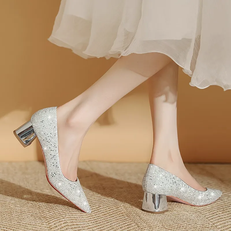 BINGO DUCK Chunky Heel High Heels 4-6cm Women's-5