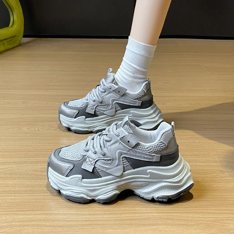 BINGO DUCK Coverage, Breathable, Height Increasing Mid Top Chunky Sneakers Women's-6
